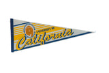 University of California vintage felt pennant with Golden Bear seal and blue script.