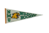 A vintage Northern Michigan University Wildcats Hockey felt pennant with its classic green and gold logo.