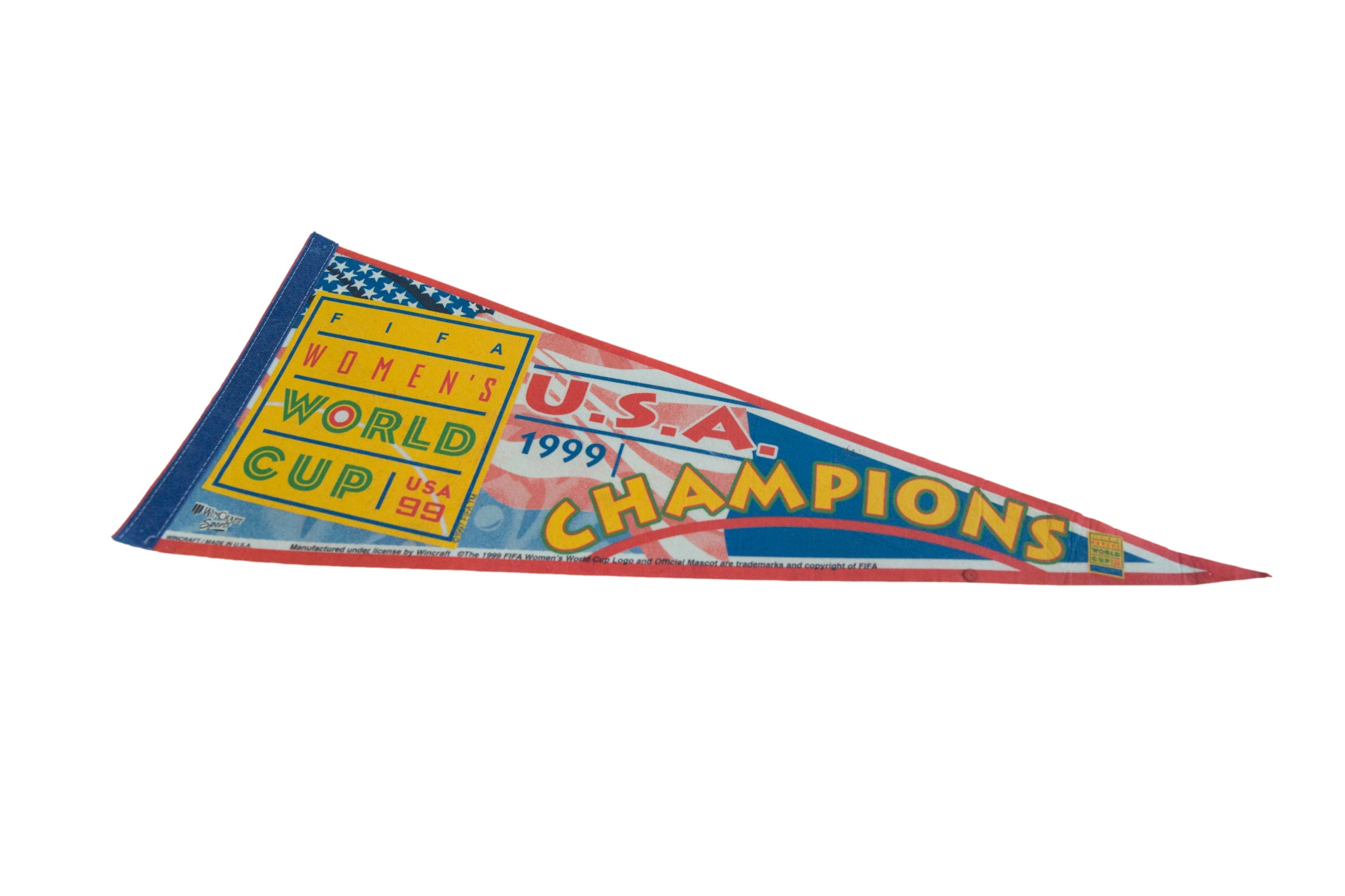 USA Women's 1999 World Cup Champions Felt Flag Pennant // ONH Item 11159 Image 1