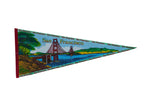 San Francisco felt flag pennant with a vibrant, colorful Golden Gate Bridge illustration.