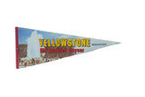 Vintage Yellowstone Old Faithful Geyser felt pennant with a scenic graphic and bold yellow text.