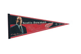 Scotty Bowman Detroit Red Wings pennant with his portrait and team statistics.