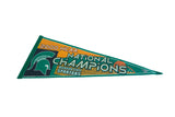 Section of vintage Michigan State Spartans felt pennant, green National Champions text and logo.