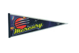 Vintage Phoenix Mercury felt flag pennant with a vibrant orange and yellow logo on a purple background.