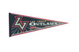Vintage Las Vegas Outlaws XFL felt pennant with a bold logo in black, red, and off-white.