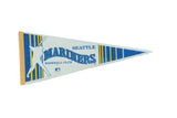 Vintage Seattle Mariners felt pennant, blue and yellow, with baseball player graphic, 12