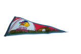 Vintage Toledo Mudhens felt pennant with bird mascot, team name, and slight curling.