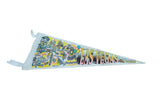 Angled view of the Las Vegas strip felt pennant showing its retro 90s artwork.