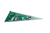 Green felt New York Jets pennant, highlighting the helmet logo and JETS text.