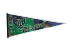 Vintage Baltimore Ravens felt pennant, purple and green team logo, 12x30 inches.