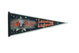 Vintage 2002 Lansing Lugnuts All Star Spectacular felt pennant with orange text and star graphics.