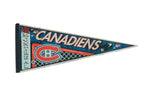 Vintage Montreal Canadiens felt flag pennant with classic team logo in red and blue.