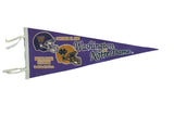 Vintage purple felt pennant for Washington at Notre Dame 1996 with helmets.
