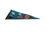 Charlotte Hornets felt pennant, 1990s vintage, featuring a hornet dribbling a basketball.