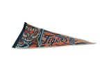 Vintage Detroit Tigers felt pennant with classic orange and blue graphics, shown at an angle.
