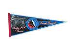 Blue felt pennant for the Toronto Canada Hockey Hall of Fame with red and black graphics.