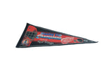 Detroit Red Wings Stanley Cup Champions pennant showing red and blue text, winged wheel logo.