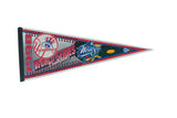 Vintage 1998 New York Yankees felt pennant with World Series Champions logo, red, white, blue.
