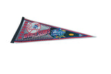 Left end of vintage 1998 New York Yankees felt pennant, showing blue and red logos.