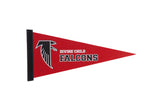 Vintage Divine Child Falcons felt pennant in red with a black and white falcon logo.