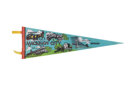 Mackinaw City Michigan Felt Flag Pennant // ONH Item 11238