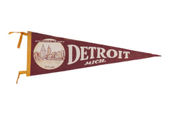 Detroit Michigan Felt Flag Pennant // ONH Item 11242