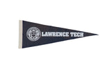Vintage Lawrence Technological University felt pennant, dark felt with white graphics, 9x24 inches.