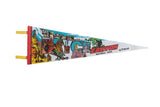 Bryce Canyon National Park Utah vintage felt pennant, multicolor scenic letters with red border.