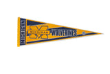 Michigan Wolverines vintage felt flag pennant in classic maize and blue.