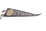 Vintage blue felt pennant left side, showing 