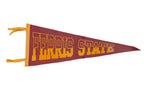 Vintage Ferris State felt pennant in classic maroon and gold with block lettering.