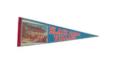 Vintage Black Creek Village felt pennant with a blue body, red block text, and historical illustration.