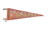 Vintage Holland Michigan felt pennant, rust and cream with Dutch figures and windmills.