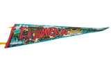 Colorful vintage Tahquamenon Falls felt pennant displaying Michigan scenic art.
