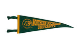 Vintage Northern Michigan University felt pennant, green and gold Wildcats logo, 7x21.