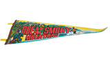 Great Smoky Mountains vintage pennant mid-section showing red text and colorful fish design.