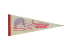 Vintage Walt Disney World Character Breakfast felt pennant featuring Mickey, Minnie, steamboat. 7x18.