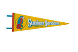 Sunken Gardens Florida felt pennant with yellow, blue, and red parrot design, 8x25 inches.