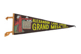Vintage Alexander Lake Lodge Grand Mesa, Colorado felt pennant with yellow text and graphic.