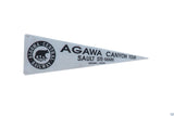 Vintage Agawa Central Railway felt pennant, off-white with black bear logo and text.