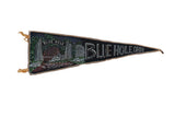 Vintage 1970s Blue Hole Ohio black felt pennant with illustrated scene and white lettering.