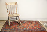 Shabby vintage 1920s Lilihan Persian rug with faded cranberry red floral design. 2'5