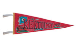 Vintage circa 1980s Kentucky felt pennant, red with state symbols and text.