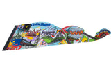 Colorful Cedar Point felt pennant shown with a gentle wave along its full length.