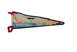 Vintage Niagara Falls felt pennant with a vibrant graphic of the Rainbow Bridge at night.