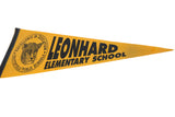 Angled detail of the Leonhard Elementary pennant showing the leopard mascot logo.