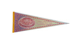 Vintage Niagara Falls Floral Clock felt pennant with purple and orange graphics.