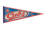 Vintage 1990s Chicago Cubs felt pennant, red, blue, and white, 12