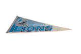Detroit Lions felt pennant showing the full design with vintage creasing and time-softened colors.