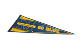 Michigan University Go Blue felt pennant shown from a slight angle.